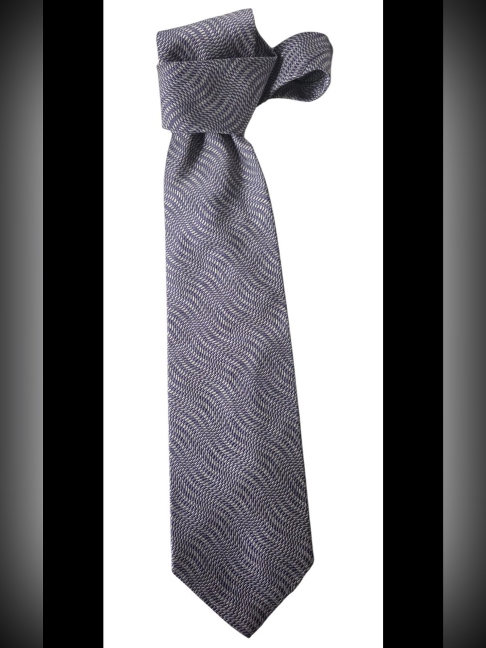 ALFANI Vintage Purple & Silver Silk Necktie Italian Fabric Made In USA NWOT
